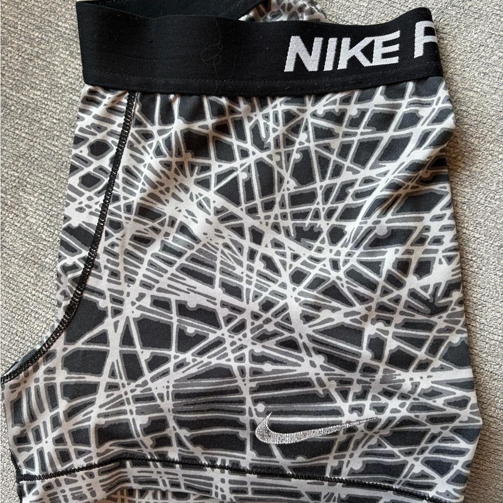 Nike Pro Black and Gray Patterned Shorts